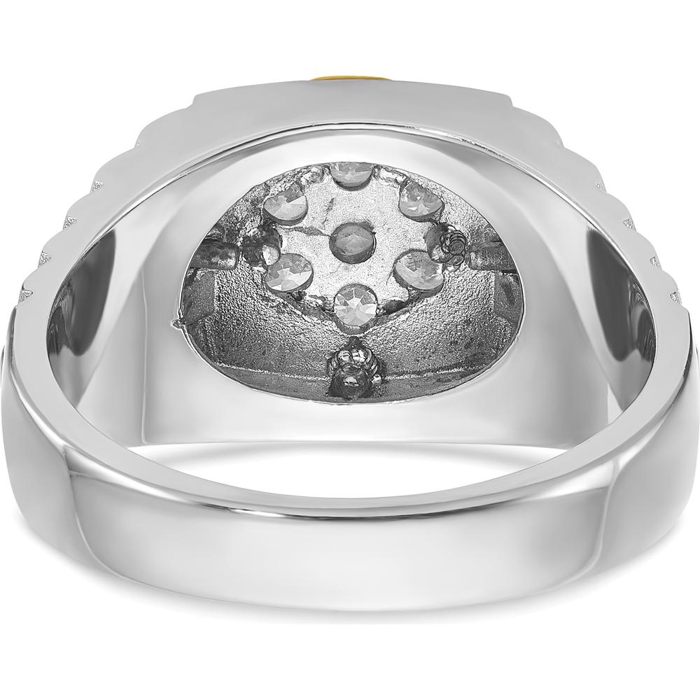 14K Two-Tone Men's Polished Satin and Textured Cluster Ring with Diamond Accent by IBGoodman
