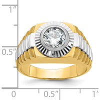 14K Two-Tone Men's Polished Satin and Textured Ring Mounting by IBGoodman
