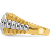 14K Two-Tone Men's Polished Satin and Textured Ring Mounting by IBGoodman