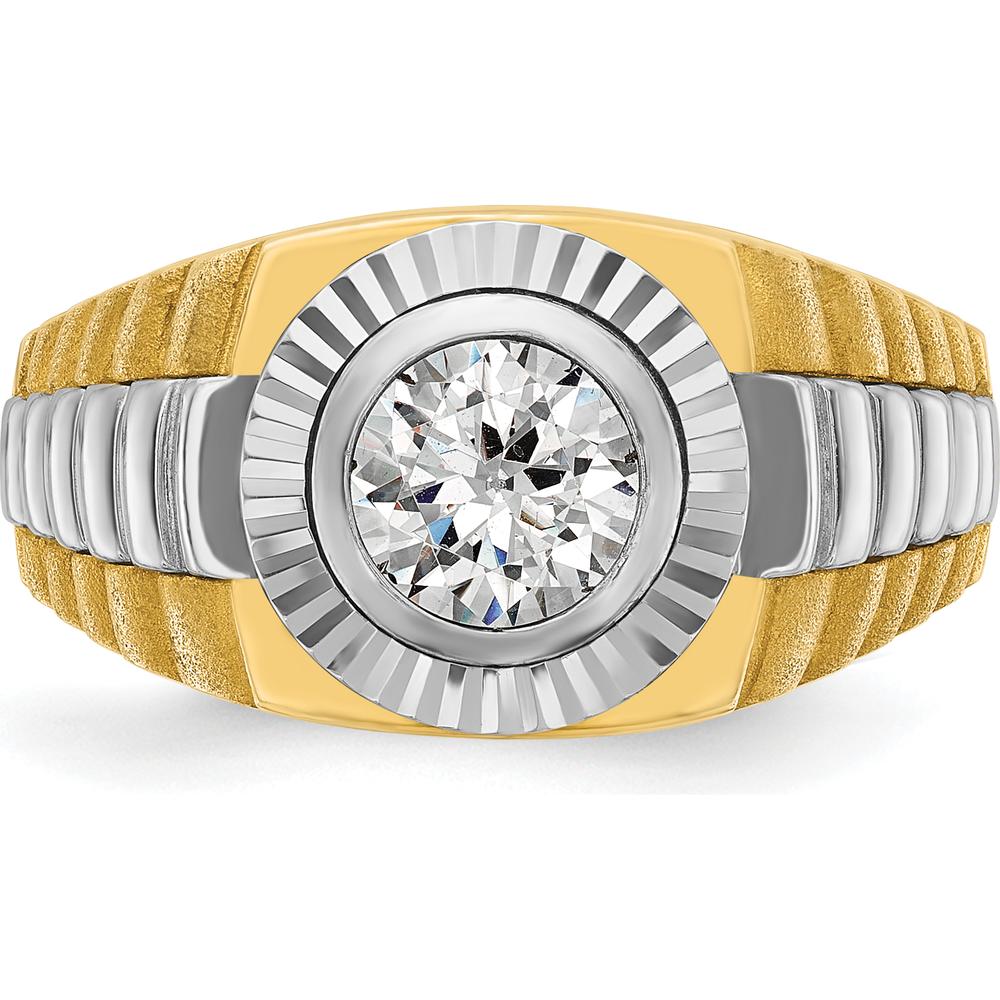 14K Two-Tone Men's Polished Satin and Textured Ring Mounting by IBGoodman