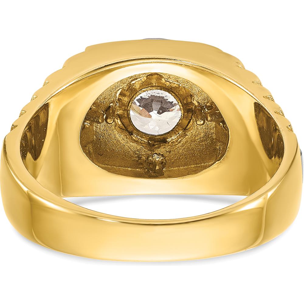 14K Two-Tone Men's Polished Satin and Textured Ring Mounting by IBGoodman