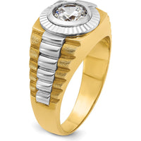 14K Two-Tone Men's Polished Satin and Textured Ring Mounting by IBGoodman