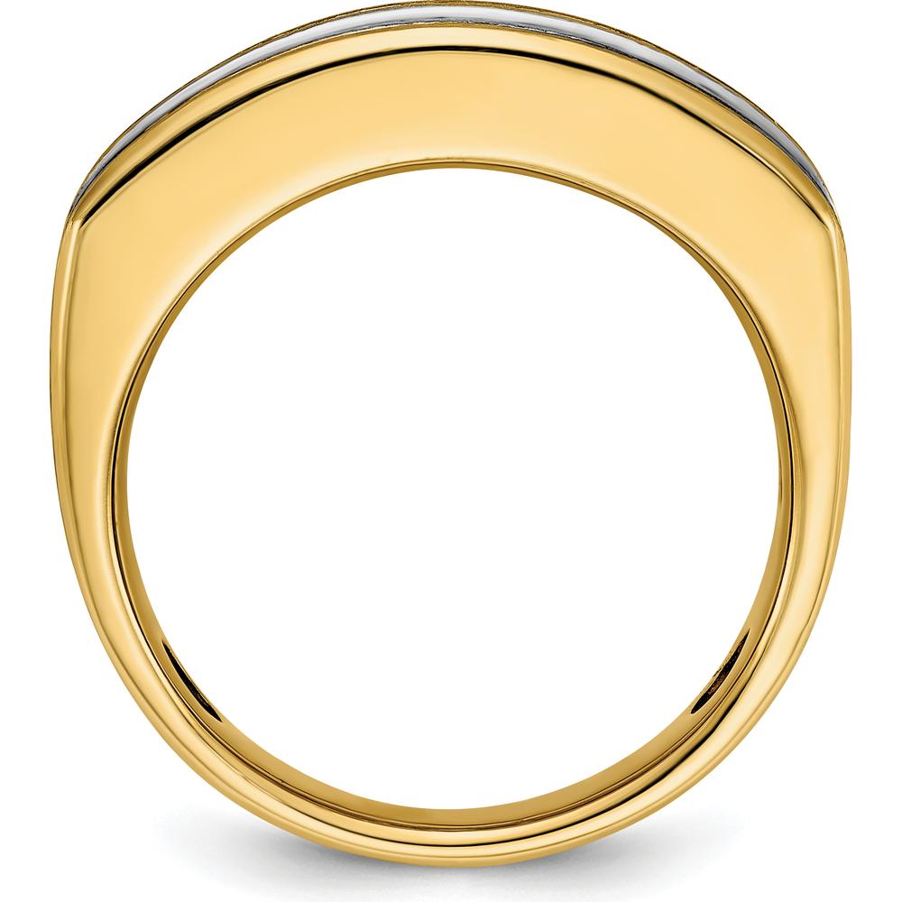 14K Two-Tone Men's Polished Satin Band with 7 Round Diamonds - 1.05 Carats Total Diamond Weight by Oro Pregiato