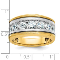 14K Two-Tone Men's Polished Satin Band with 7 Round Diamonds - 1.05 Carats Total Diamond Weight by Oro Pregiato