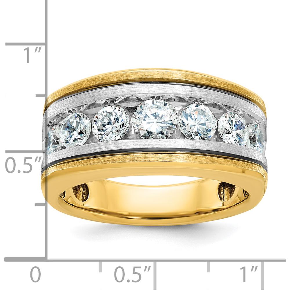 14K Two-Tone Men's Polished Satin Band with 7 Round Diamonds - 1.05 Carats Total Diamond Weight by Oro Pregiato