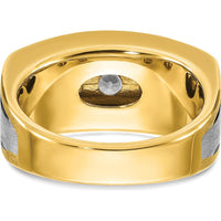 14K Two-Tone Men's Polished Satin Band with 7 Round Diamonds - 1.05 Carats Total Diamond Weight by Oro Pregiato