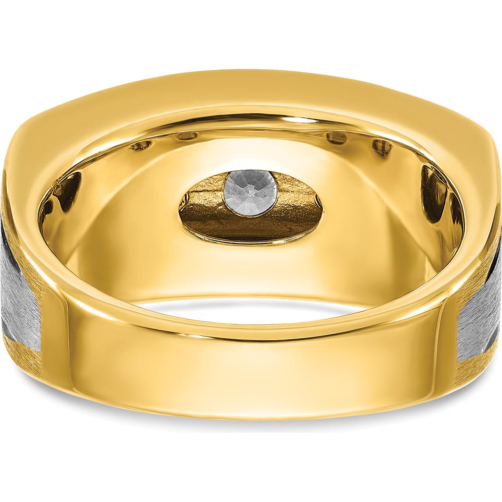 14K Two-Tone Men's Polished Satin Band with 7 Round Diamonds - 1.05 Carats Total Diamond Weight by Oro Pregiato