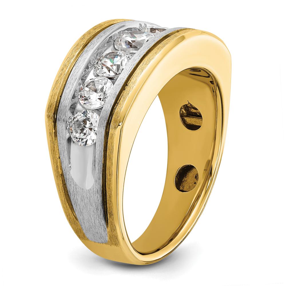 14K Two-Tone Men's Polished Satin Band with 7 Round Diamonds - 1.05 Carats Total Diamond Weight by Oro Pregiato
