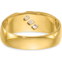 14K Two-Tone Men's Polished Satin Grooved 3-Stone Diamond Ring - 0.09 Carats Total Diamond Weight by IBGoodman