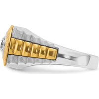 14K Two-Tone Men's Polished Satin Textured Diamond Ring - 0.409 Carats Total Diamond Weight by IBGoodman