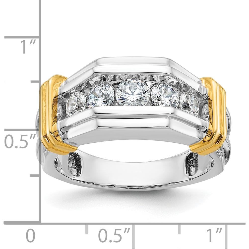14K Two-Tone Men's Ring Mounting with Grooved Texture and Polished Finish - 23.55mm Top Width by Oro Pregiato