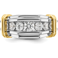 14K Two-Tone Men's Ring Mounting with Grooved Texture and Polished Finish - 23.55mm Top Width by Oro Pregiato