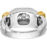 14K Two-Tone Men's Ring Mounting with Grooved Texture and Polished Finish - 23.55mm Top Width by Oro Pregiato