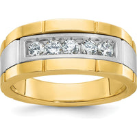 14K Two-Tone Men's Ring Mounting with Satin and Polished Finish - 9.8mm Band Width by Oro Pregiato