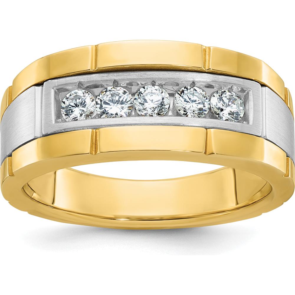 14K Two-Tone Men's Ring Mounting with Satin and Polished Finish - 9.8mm Band Width by Oro Pregiato
