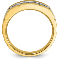 14K Two-Tone Men's Ring Mounting with Satin and Polished Finish - 9.8mm Band Width by Oro Pregiato