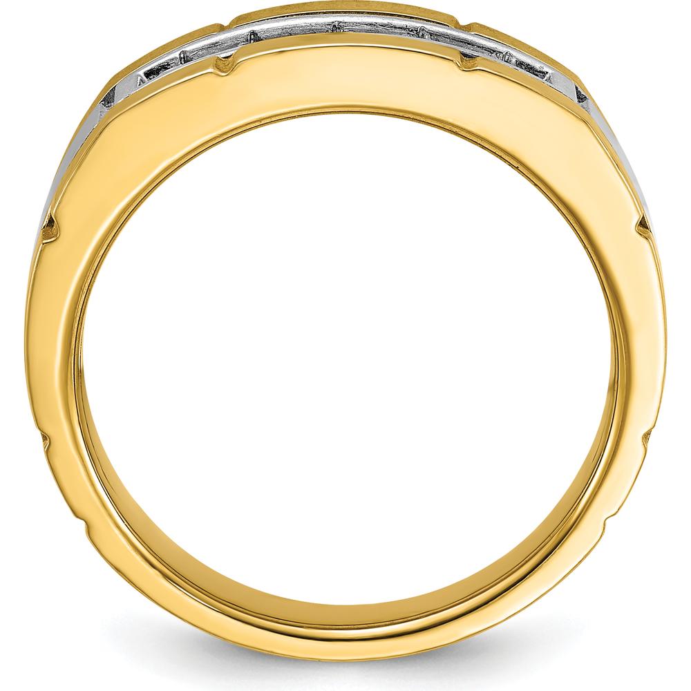 14K Two-Tone Men's Ring Mounting with Satin and Polished Finish - 9.8mm Band Width by Oro Pregiato