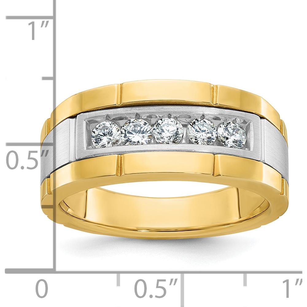 14K Two-Tone Men's Ring Mounting with Satin and Polished Finish - 9.8mm Band Width by Oro Pregiato