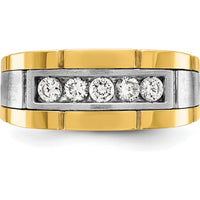 14K Two-Tone Men's Ring Mounting with Satin and Polished Finish - 9.8mm Band Width by Oro Pregiato