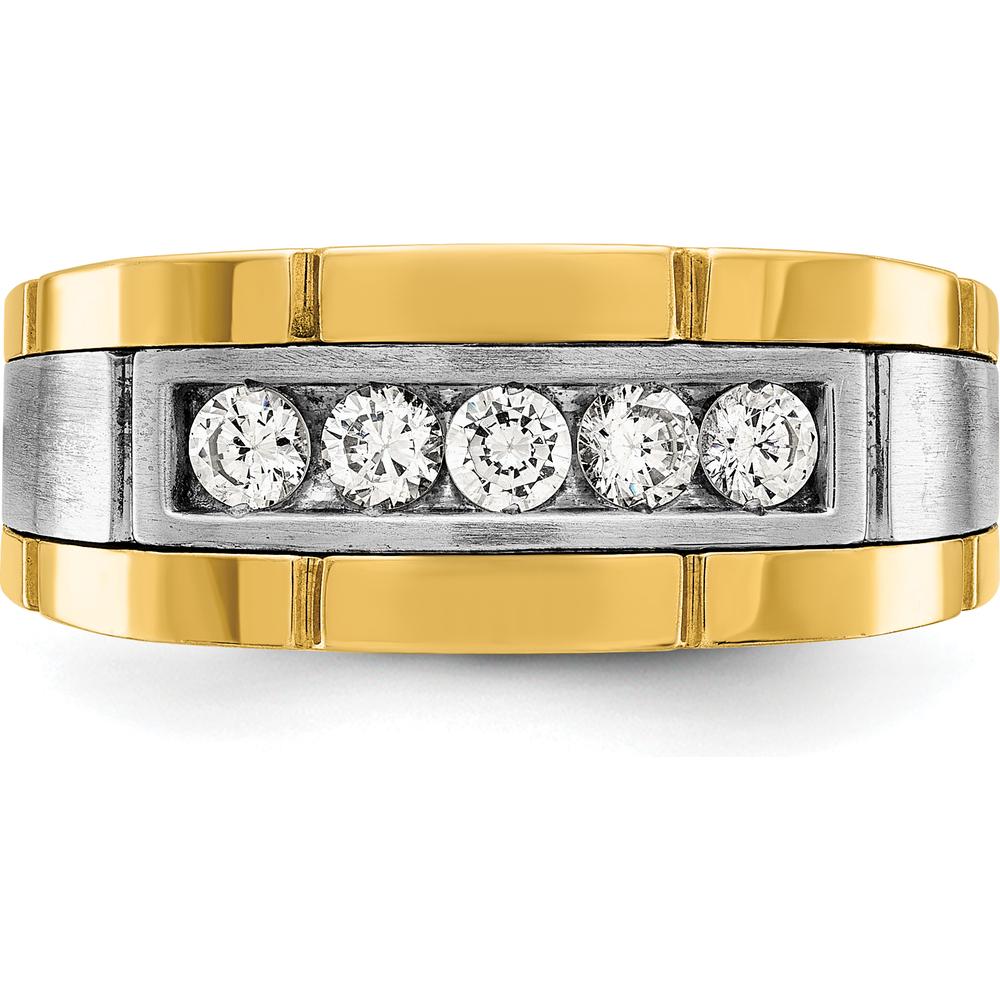 14K Two-Tone Men's Ring Mounting with Satin and Polished Finish - 9.8mm Band Width by Oro Pregiato