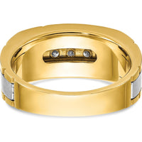 14K Two-Tone Men's Ring Mounting with Satin and Polished Finish - 9.8mm Band Width by Oro Pregiato