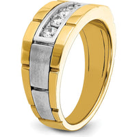 14K Two-Tone Men's Ring Mounting with Satin and Polished Finish - 9.8mm Band Width by Oro Pregiato