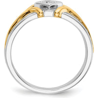 14K Two-Tone Men's Ring with 0.15 Carat Round Diamond in Square Setting by 0