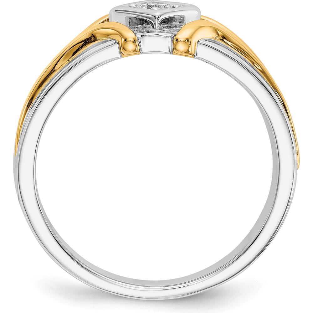 14K Two-Tone Men's Ring with 0.15 Carat Round Diamond in Square Setting by 0