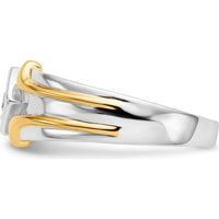 14K Two-Tone Men's Ring with 0.15 Carat Round Diamond in Square Setting by 0