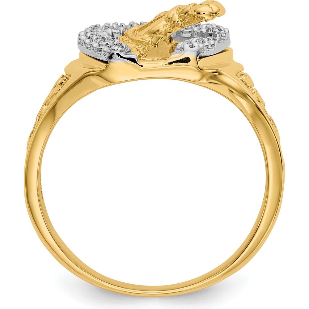 14K Two-Tone Men's Ring with Diamond-Accented Horse Head Design - 0.14 Carat Total Diamond Weight by IBGoodman