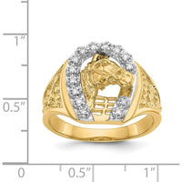 14K Two-Tone Men's Ring with Diamond-Accented Horse Head Design - 0.14 Carat Total Diamond Weight by IBGoodman