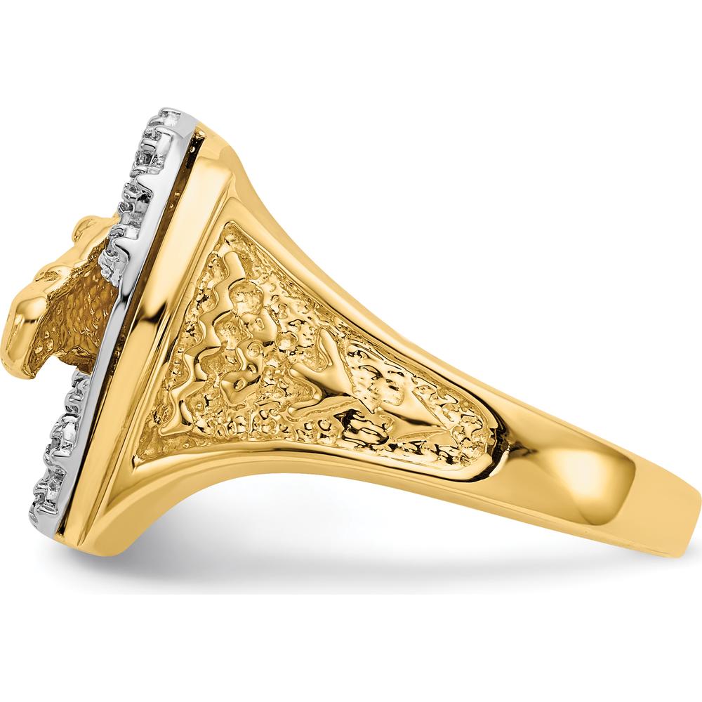 14K Two-Tone Men's Ring with Diamond-Accented Horse Head Design - 0.14 Carat Total Diamond Weight by IBGoodman