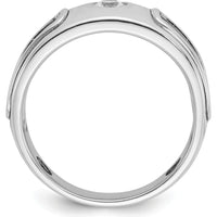 14K Two-Tone Men's Ring with Round Diamond and Cut-Out Design by IBGoodman