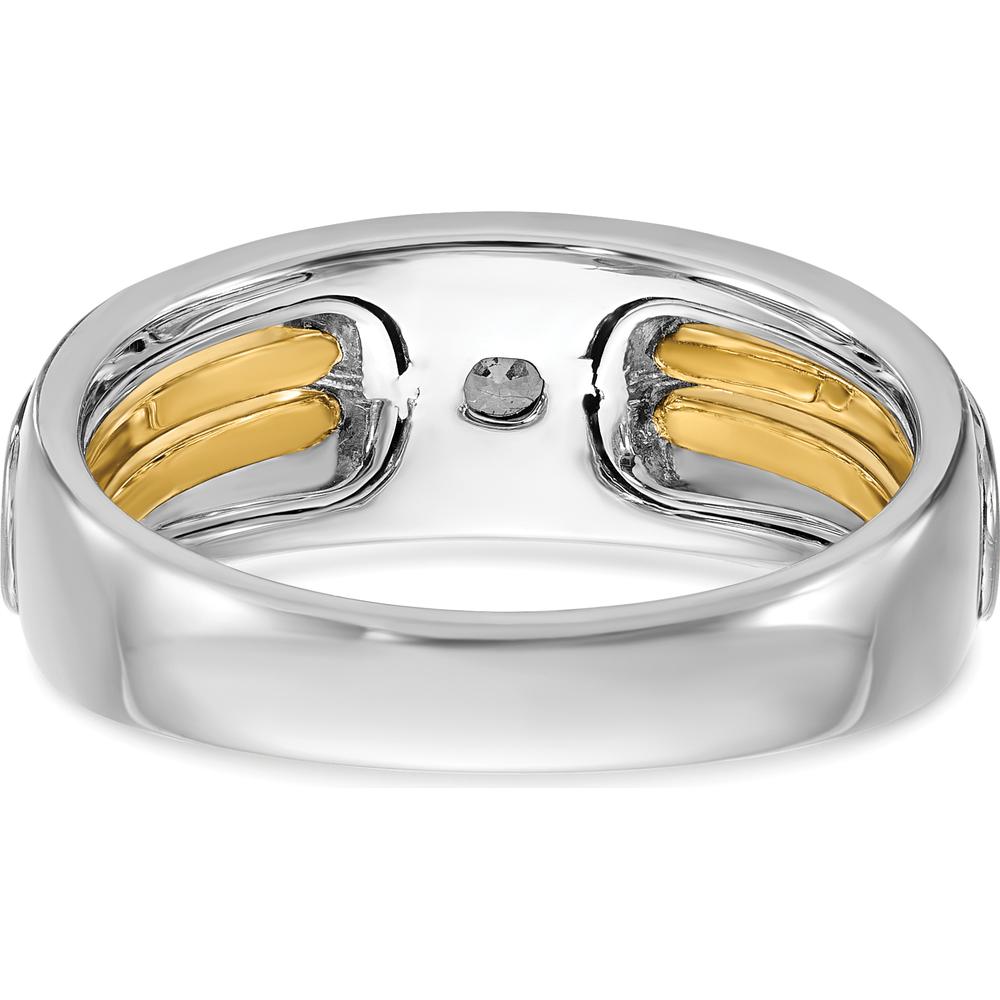 14K Two-Tone Men's Ring with Round Diamond and Cut-Out Design by IBGoodman