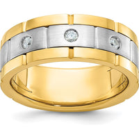 14K Two-Tone Men's Ring with Three-Prong Set Diamonds - Customizable Mounting by Oro Pregiato