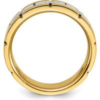 14K Two-Tone Men's Ring with Three-Prong Set Diamonds - Customizable Mounting by Oro Pregiato