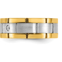 14K Two-Tone Men's Ring with Three-Prong Set Diamonds - Customizable Mounting by Oro Pregiato