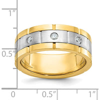 14K Two-Tone Men's Ring with Three-Prong Set Diamonds - Customizable Mounting by Oro Pregiato