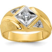 14K Two-Tone Men's Satin Diamond Complete Ring with Round Diamonds - 0.281 Carats Total Diamond Weight by IBGoodman