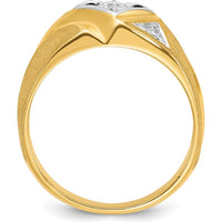 14K Two-Tone Men's Satin Diamond Complete Ring with Round Diamonds - 0.281 Carats Total Diamond Weight by IBGoodman