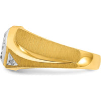 14K Two-Tone Men's Satin Diamond Complete Ring with Round Diamonds - 0.281 Carats Total Diamond Weight by IBGoodman