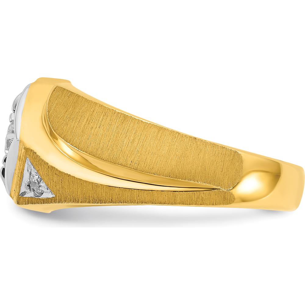 14K Two-Tone Men's Satin Diamond Complete Ring with Round Diamonds - 0.281 Carats Total Diamond Weight by IBGoodman