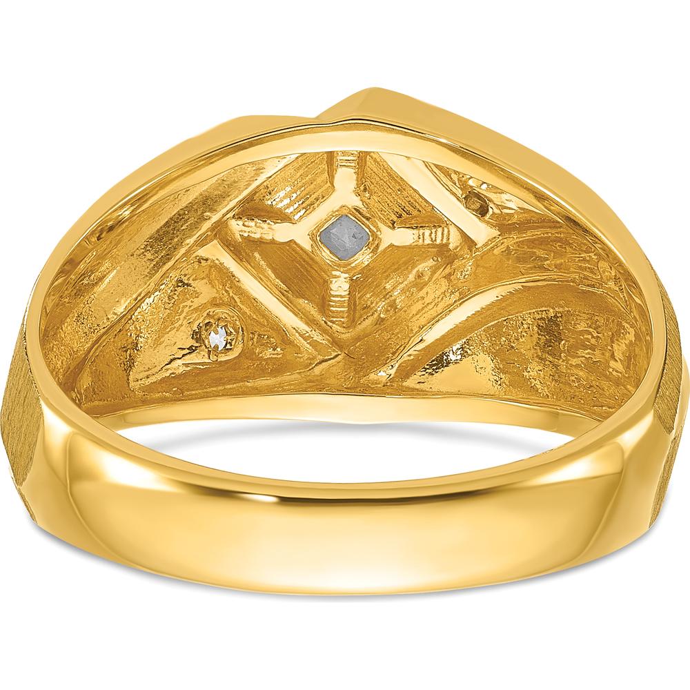 14K Two-Tone Men's Satin Diamond Complete Ring with Round Diamonds - 0.281 Carats Total Diamond Weight by IBGoodman