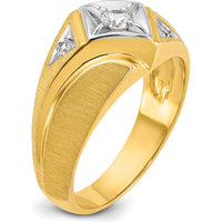 14K Two-Tone Men's Satin Diamond Complete Ring with Round Diamonds - 0.281 Carats Total Diamond Weight by IBGoodman