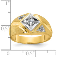 14K Two-Tone Men's Satin Diamond Complete Ring with Round Diamonds - 0.281 Carats Total Diamond Weight by IBGoodman