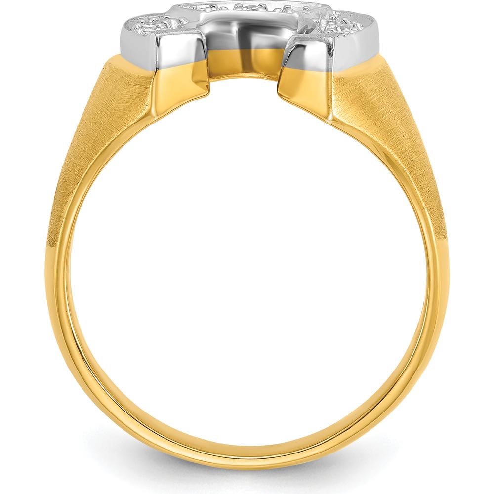 14K Two-Tone Men's Satin Horseshoe Diamond Ring - 1/5 Carats Total Diamond Weight by IBGoodman