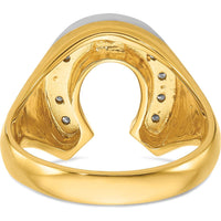 14K Two-Tone Men's Satin Horseshoe Diamond Ring - 1/5 Carats Total Diamond Weight by IBGoodman