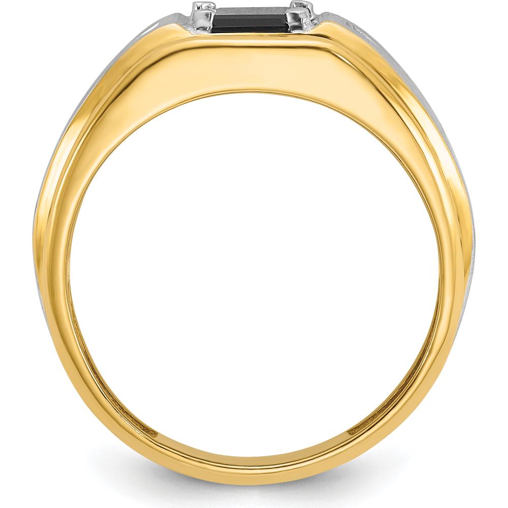 14K Two-Tone Men's Satin Onyx and Diamond Complete Ring - 0.015 Carats Total Diamond Weight by IBGoodman