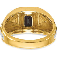 14K Two-Tone Men's Satin Onyx and Diamond Complete Ring - 0.015 Carats Total Diamond Weight by IBGoodman