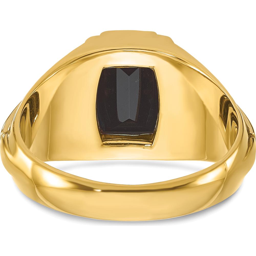 14K Two-Tone Men's Satin Onyx and Diamond Ring with 6 Round Diamonds - 0.015 Carats Total Diamond Weight by IBGoodman